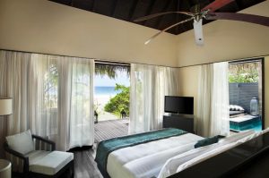 Maldives resorts - outrigger maldives beach pool villa bedroom